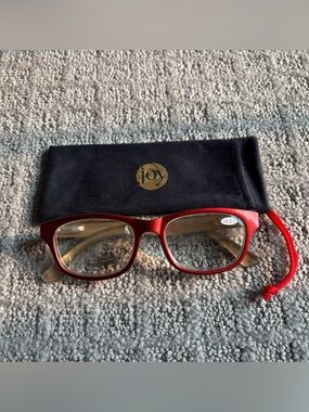 Red Reading Glasses with Pouch